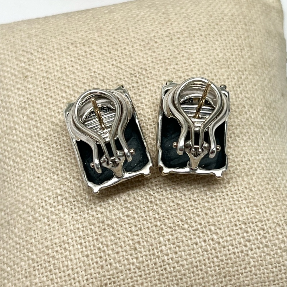 David Yurman Cigar Band Earrings 925/14K Gold - Picture 6 of 9